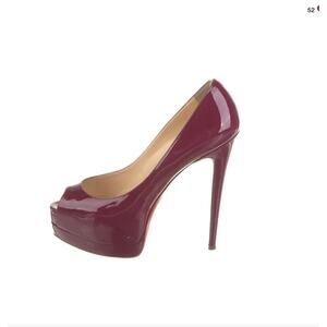 Christian Louboutin Patent Leather Pump Burgundy Red Heels Size 39 Red Bottoms